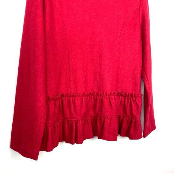 Boo Radley | Red Wool Ruffled Jacket Medium New - Picture 7 of 11